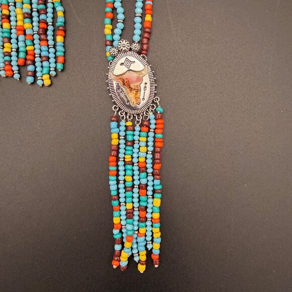 Justin Boots Beaded Necklace and Earrings Set - Picture 3 of 4